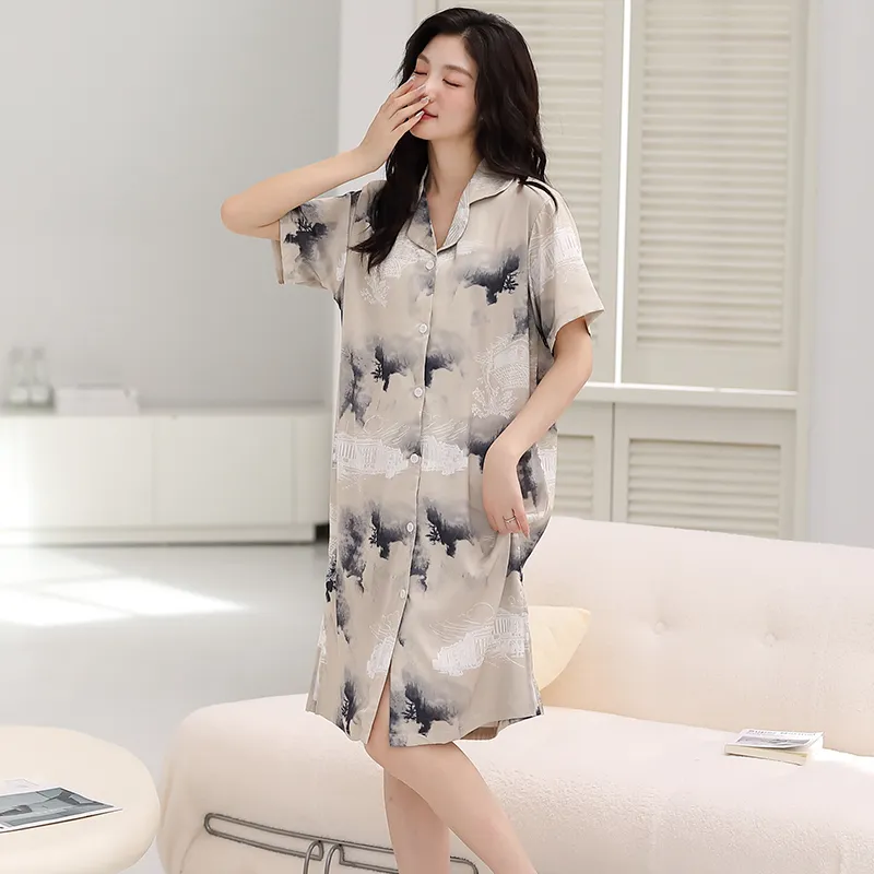 Qin Jing Nightgown Women's Gray-5