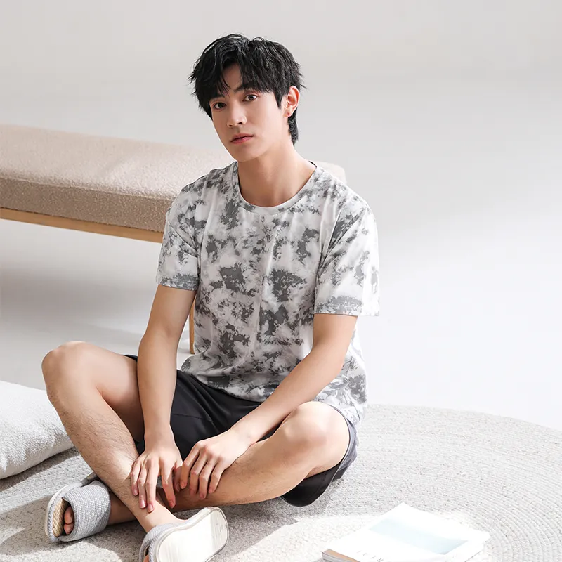 Qin Jing Pajama Set Men's Gradient Gray-3
