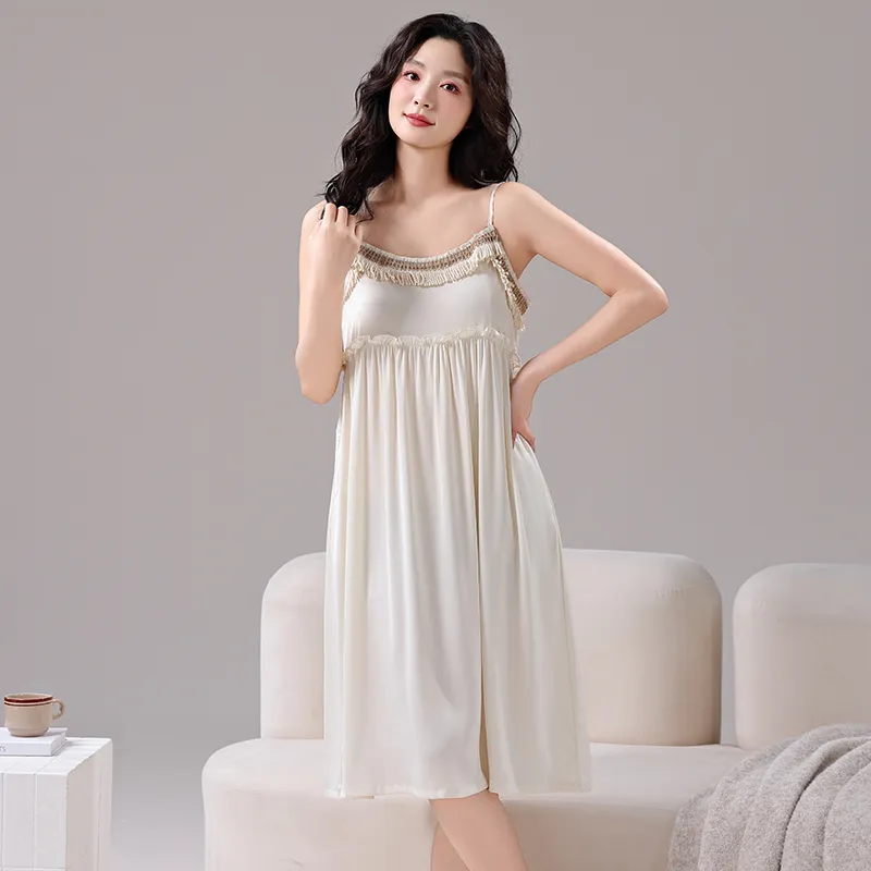 Qin Jing Nightgown Women's White-2