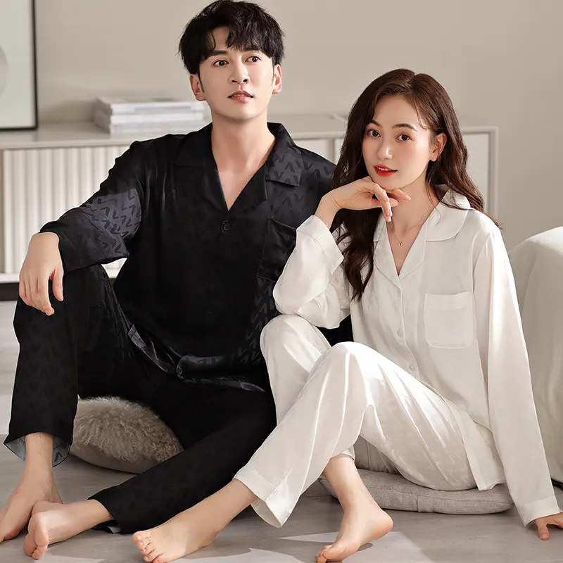 Qin Jing Pajama Set Unisex Dark Pattern Black Pattern White-6