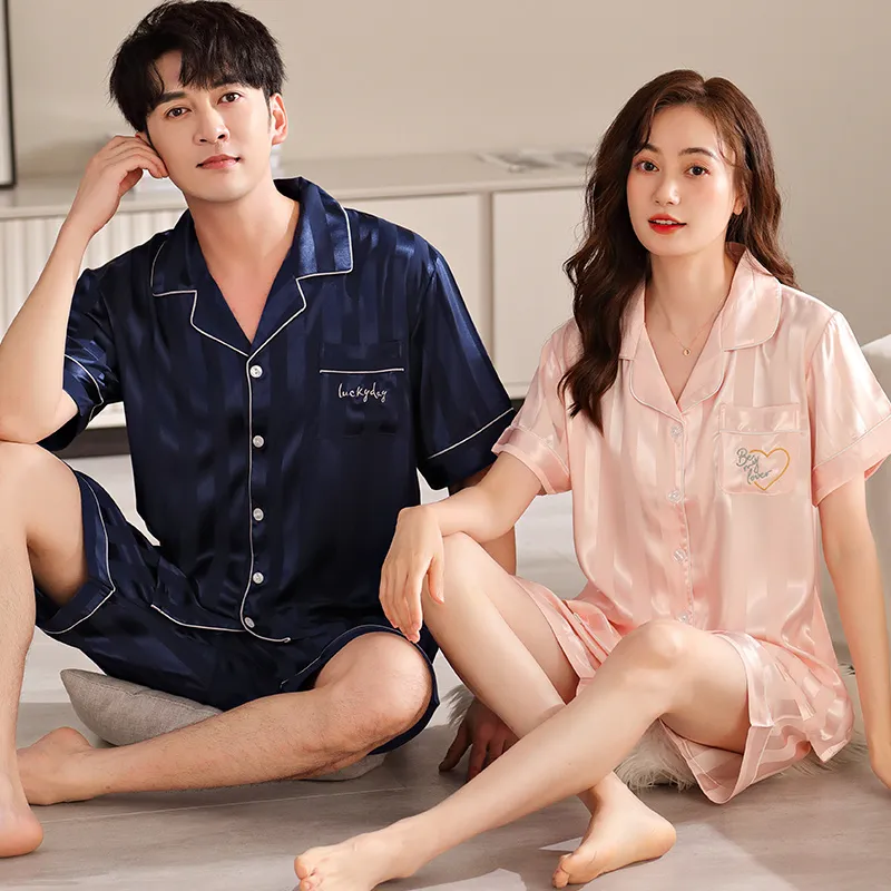 Qin Jing Pajama Set Unisex Stripes Blue Stripes Pink-6
