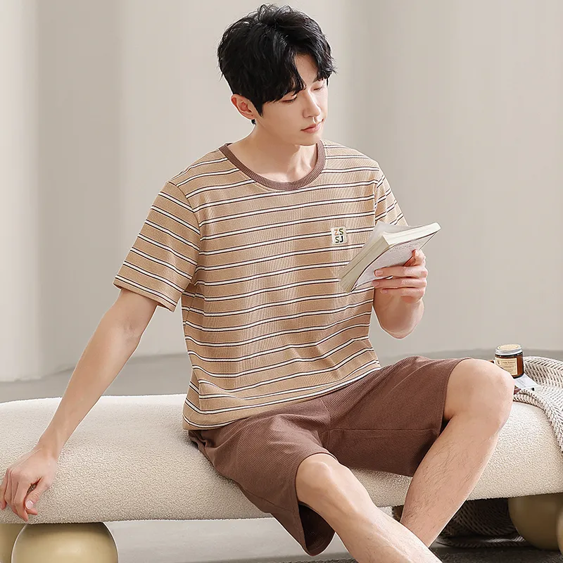 Qin Jing Pajama Set Men's Coffee-5