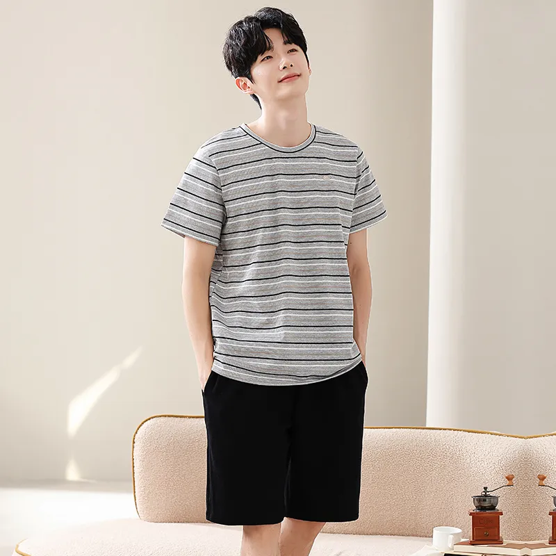 Qin Jing Pajama Set Men's Dark Gray-3