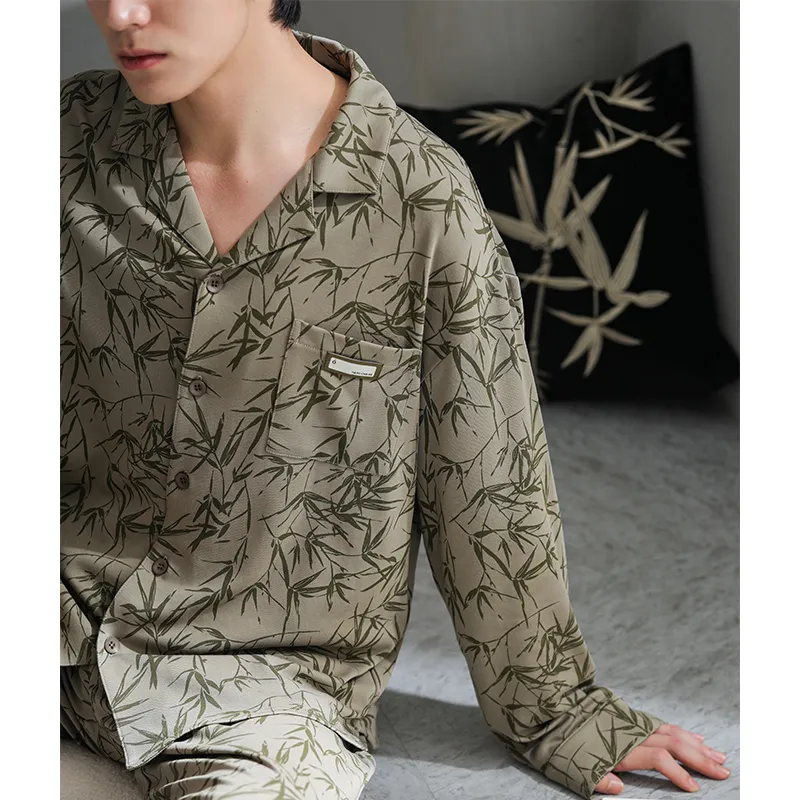 Qin Jing Pajama Set Men's Gift Box Set Light Bamboo Green-1