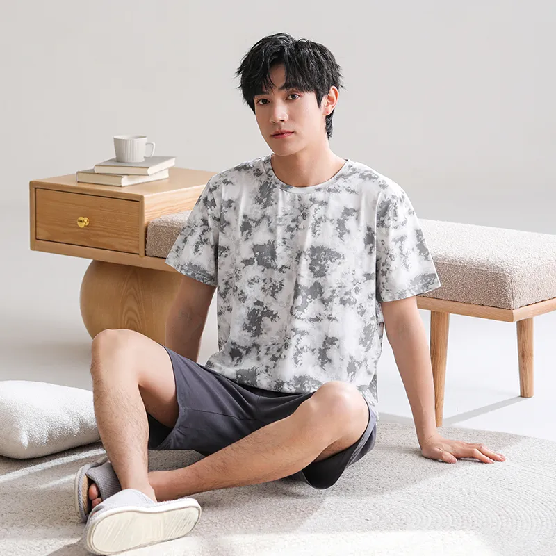 Qin Jing Pajama Set Men's Gradient Gray-1