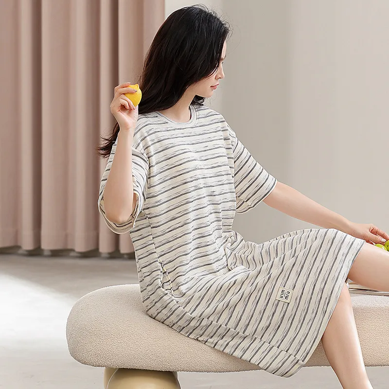 Qin Jing Nightgown Women's Light Gray-5