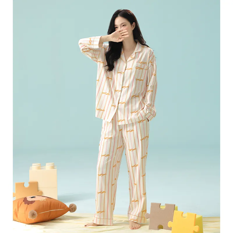 Qin Jing Pajama Set Women's Apricot-4