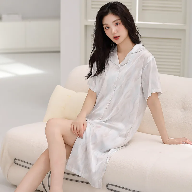 Qin Jing Nightgown Women's White-3