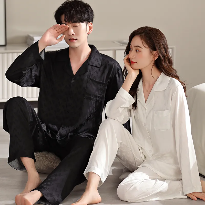 Qin Jing Pajama Set Unisex Dark Pattern Black Pattern White-2
