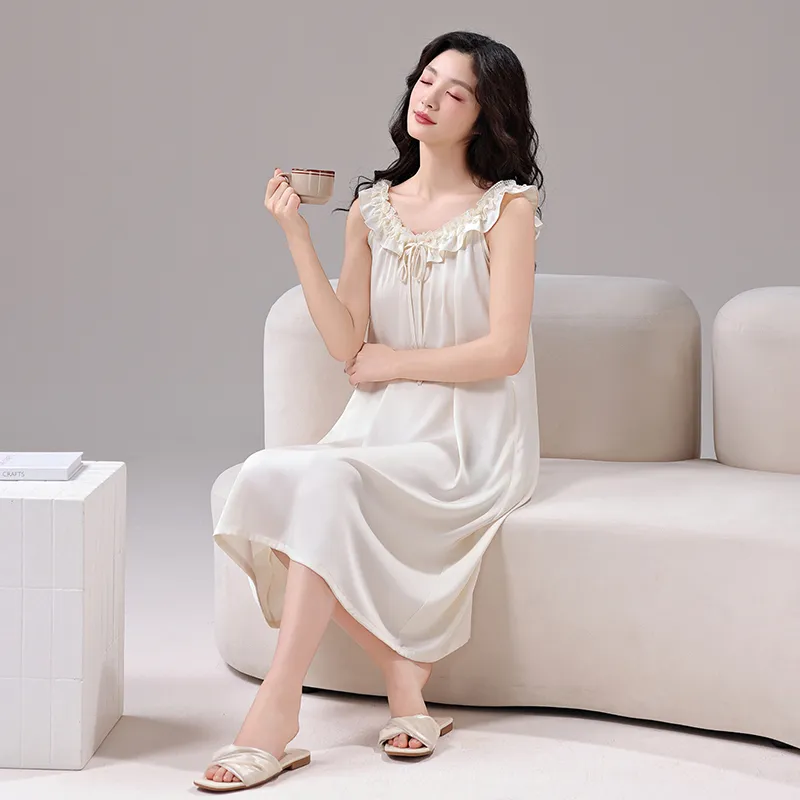 Qin Jing Nightgown Women's White-5