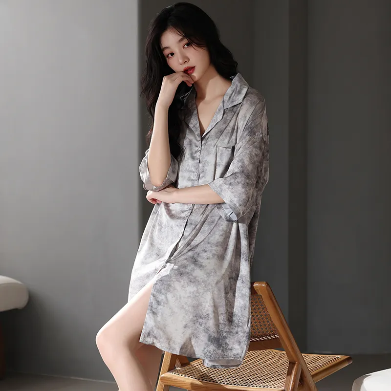 Qin Jing Nightgown Women's Gray-7