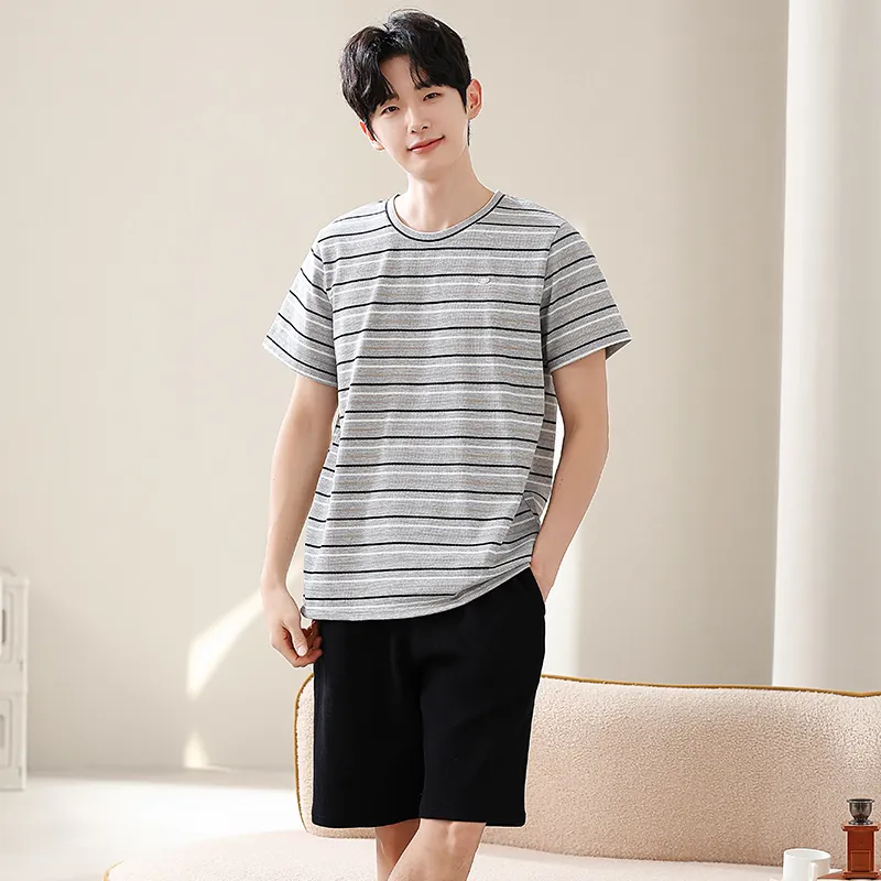 Qin Jing Pajama Set Men's Dark Gray-1