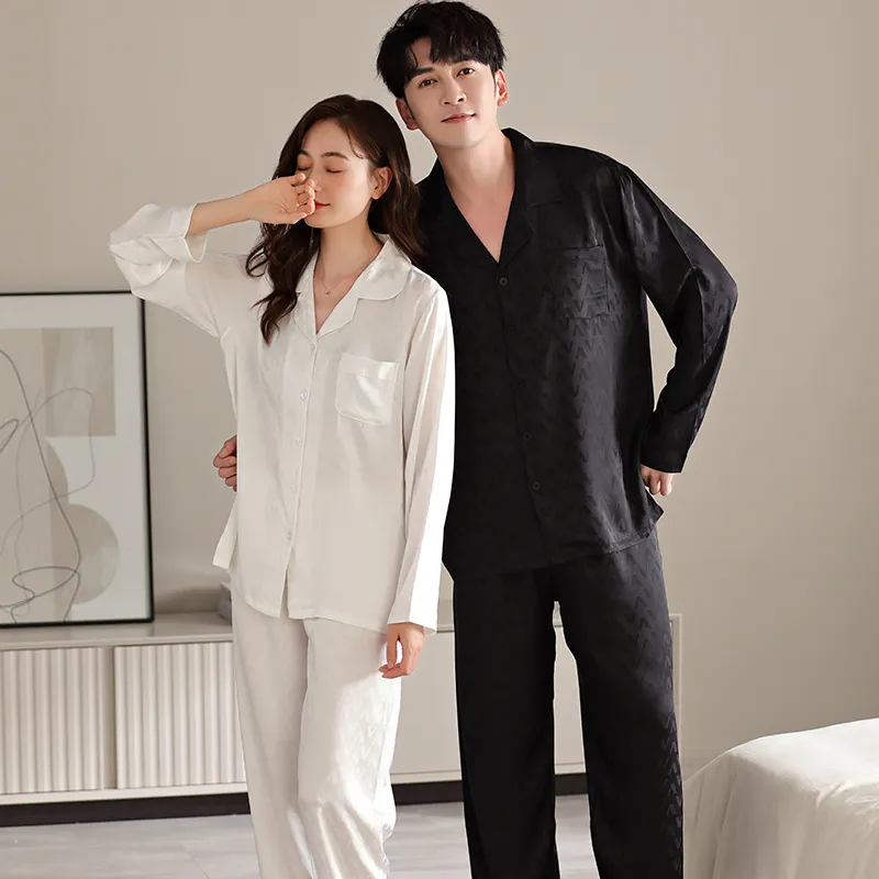 Qin Jing Pajama Set Unisex Dark Pattern Black Pattern White-5