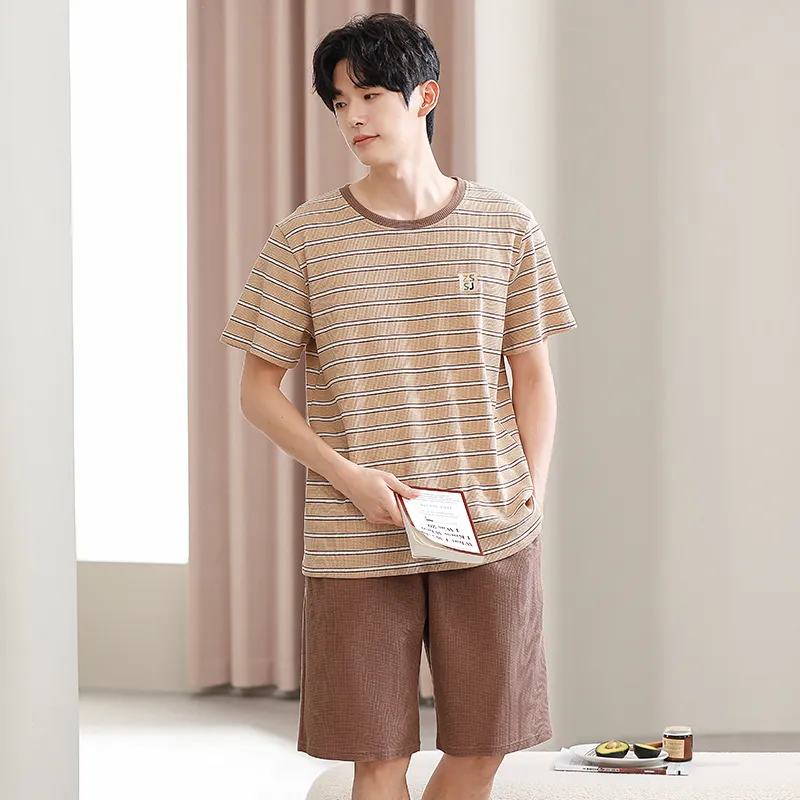Qin Jing Pajama Set Men's Coffee-3
