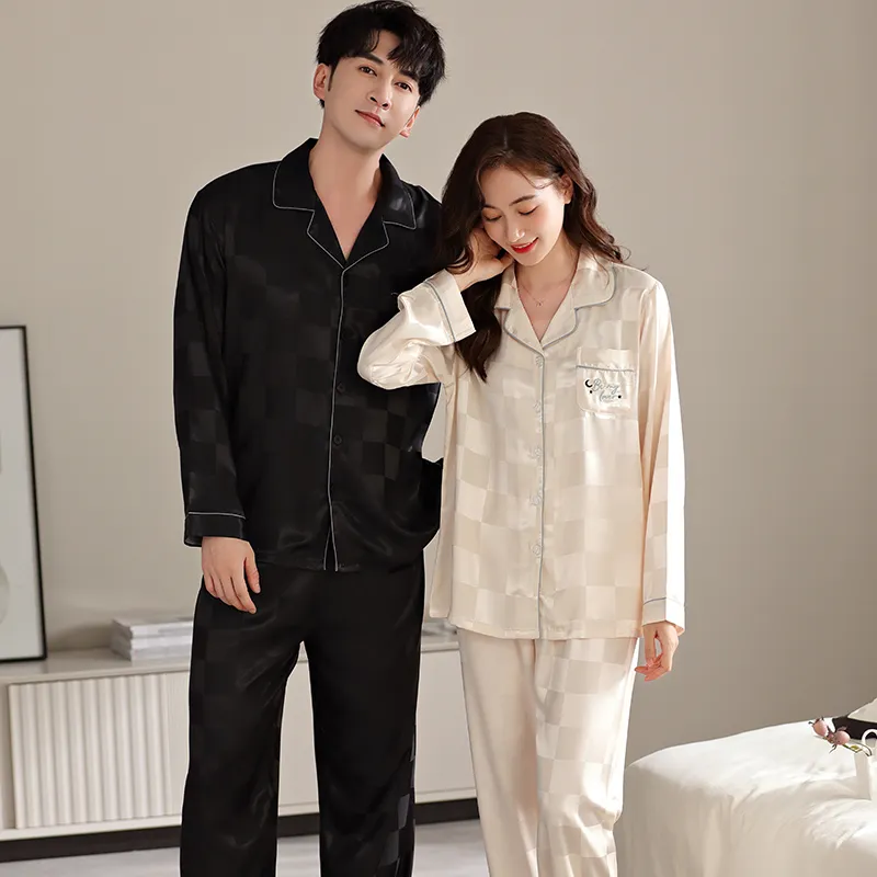 Qin Jing Pajama Set Unisex Checkerboard Black Checkerboard White-2