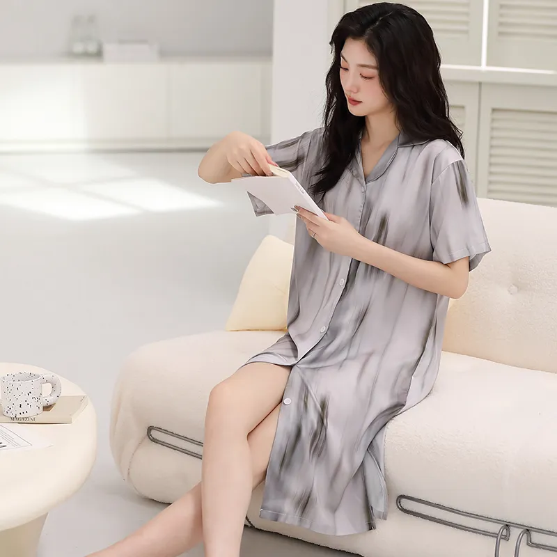 Qin Jing Nightgown Women's Gray-4