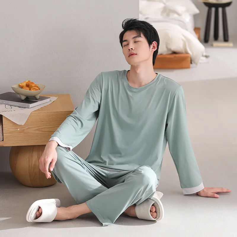 Qin Jing Pajama Set Men's Tea Green-4
