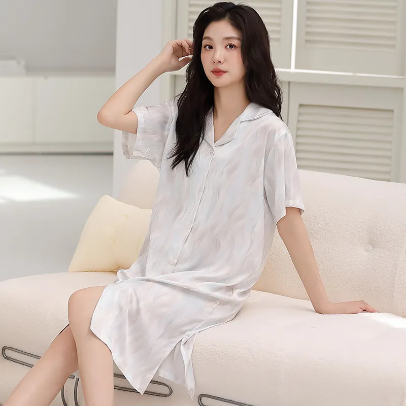Qin Jing Nightgown Women's White-1