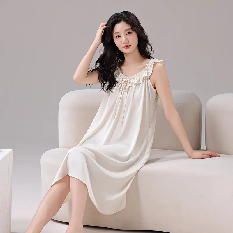 Qin Jing Nightgown Women's White-6