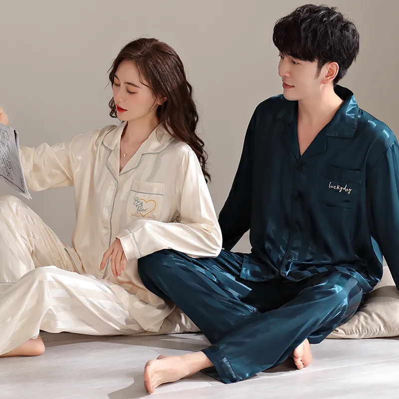 Qin Jing Pajama Set Unisex Navy Blue Apricot-3