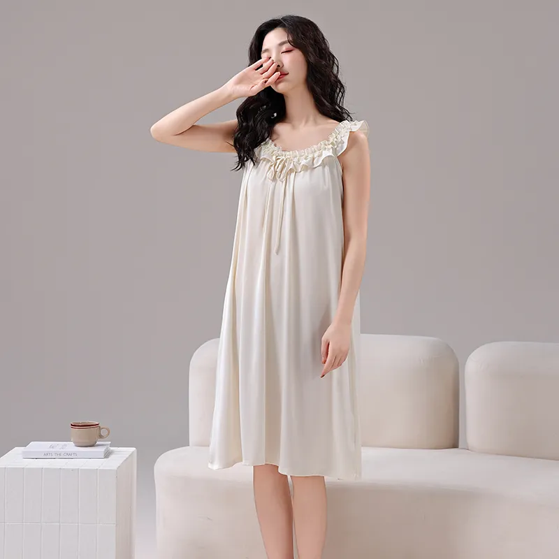 Qin Jing Nightgown Women's White-2