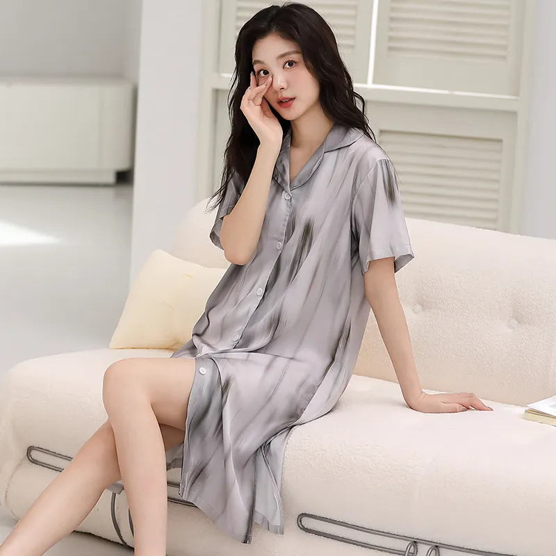 Qin Jing Nightgown Women's Gray-2