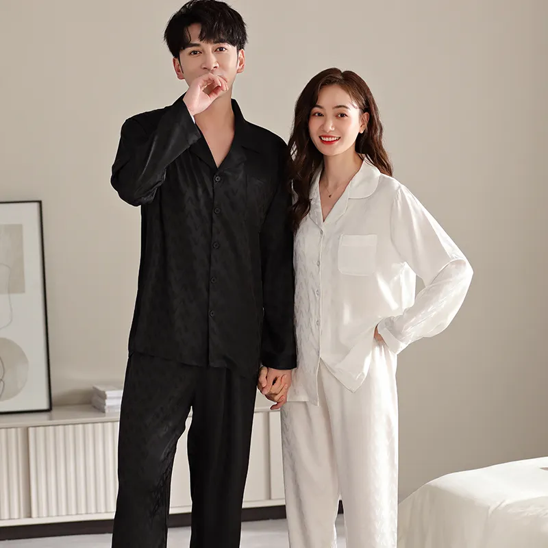 Qin Jing Pajama Set Unisex Dark Pattern Black Pattern White-3