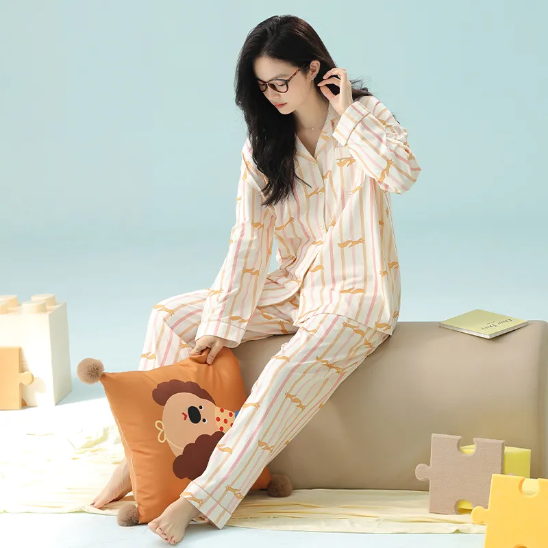 Qin Jing Pajama Set Women's Apricot-5