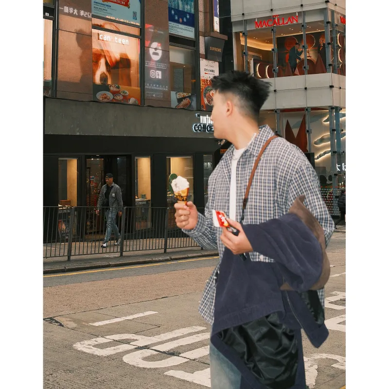 SANBAI STUDIO Shirts Unisex Blue Plaid-4