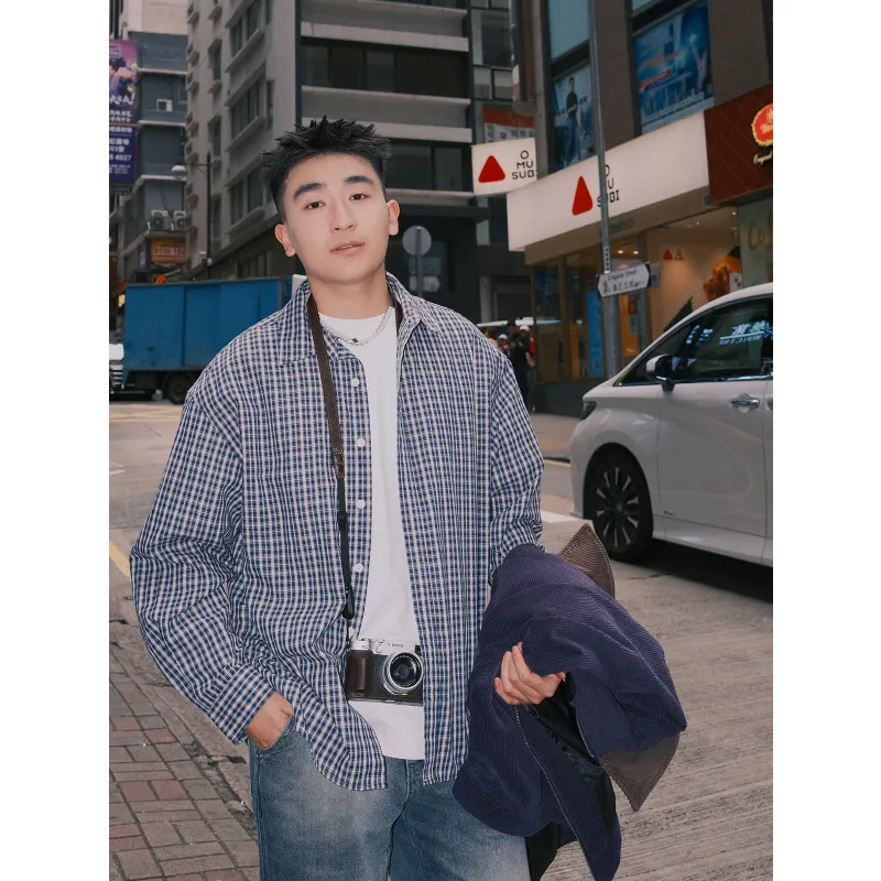 SANBAI STUDIO Shirts Unisex Blue Plaid-3