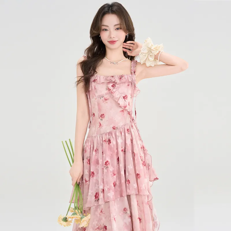PZHK Sleeveless Dresses Women's Floral Shopping Bag-5