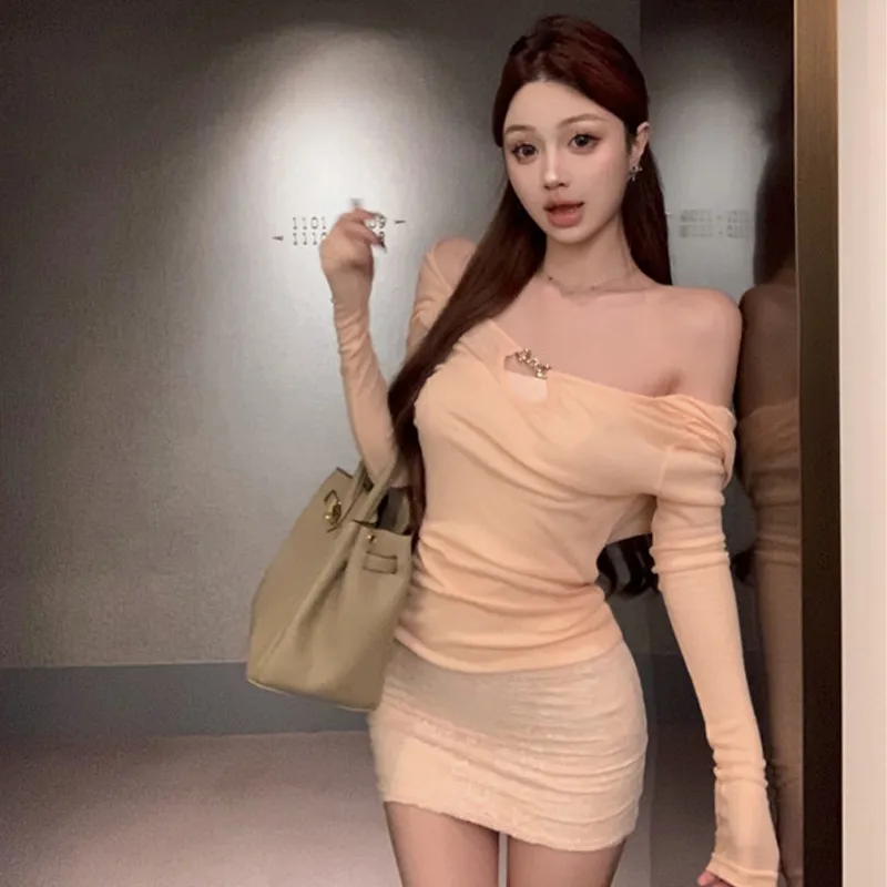 Pzhk Long Sleeved Dresses Women's Pink-2