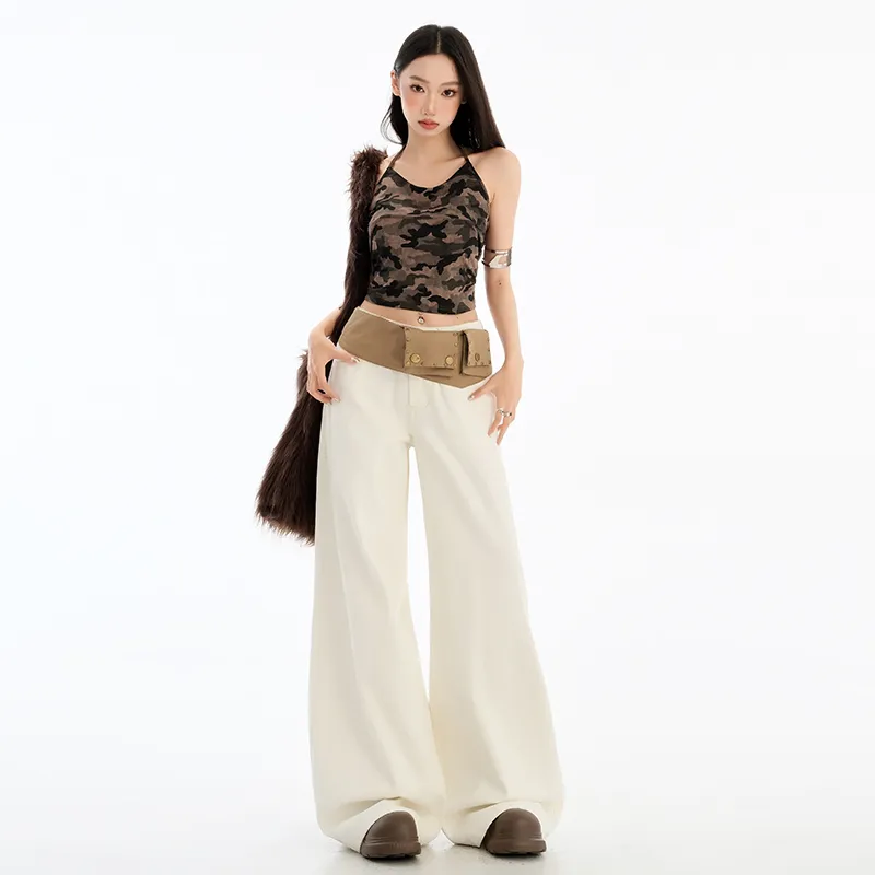 PZHK Jeans Women's Apricot-2