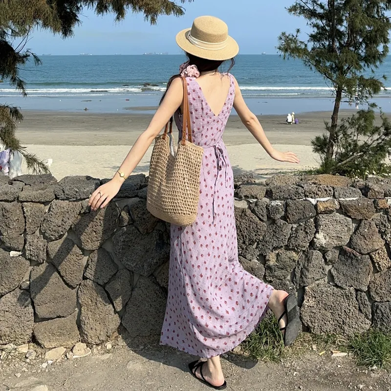 / Sleeveless Dresses Women's Purple Shopping Bag-2