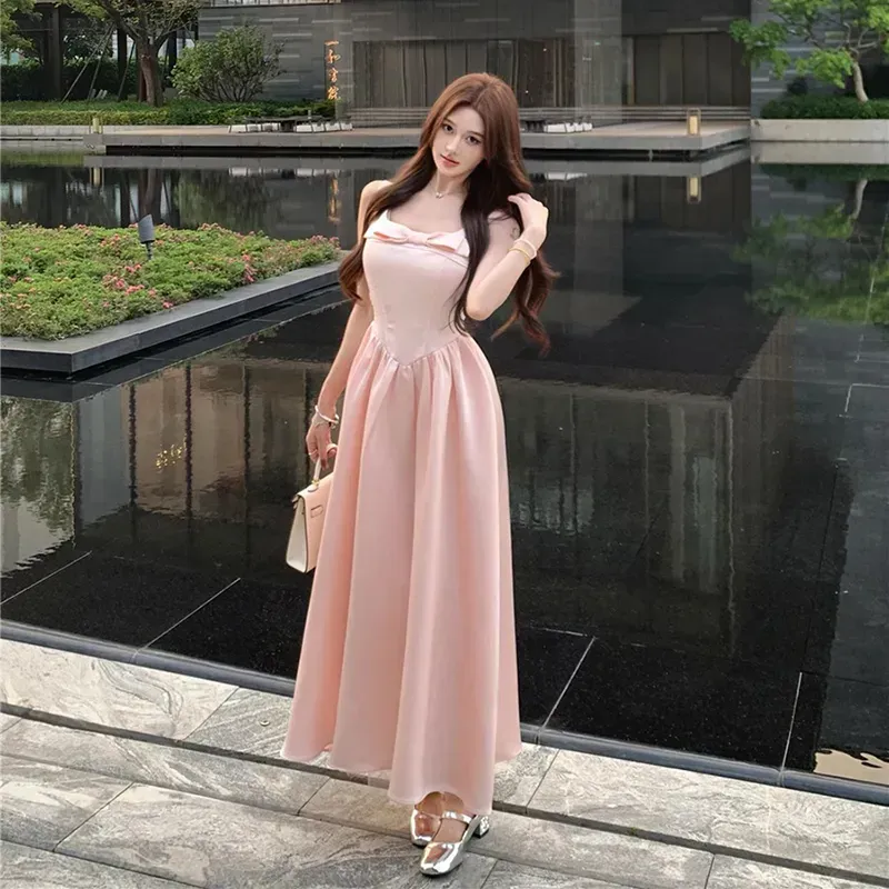 PZHK Sleeveless Dresses Women's Pink Dress Shopping Bag-6