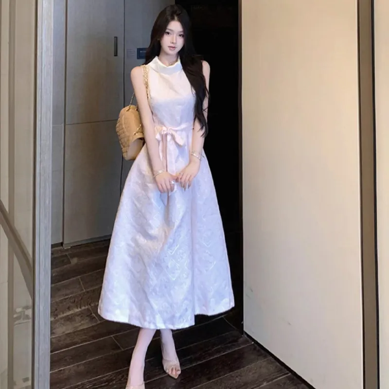 PZHK Sleeveless Dresses Women's Light Pink Shopping Bag-5