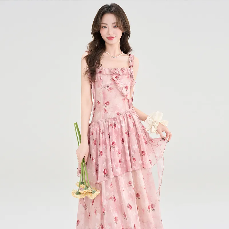 PZHK Sleeveless Dresses Women's Floral Shopping Bag-4