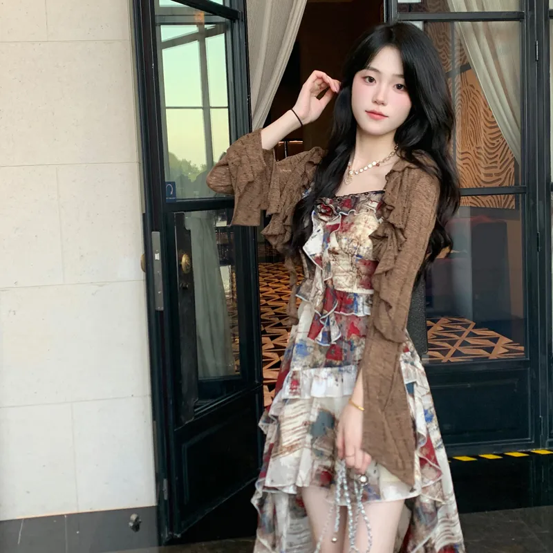 PZHK Slip Dresses Women's Oil Paintings Print Shopping Bag-4