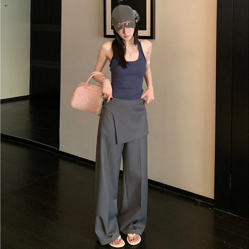 PZHK Casual Pants Women's Gray-5