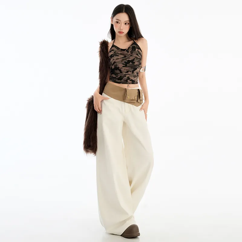 PZHK Jeans Women's Apricot-3