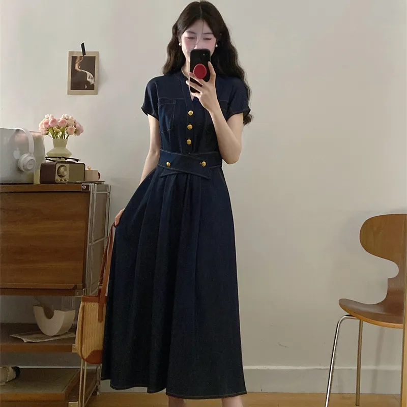 PZHK Sleeveless Dresses Women's Dark Blue Shopping Bag-6