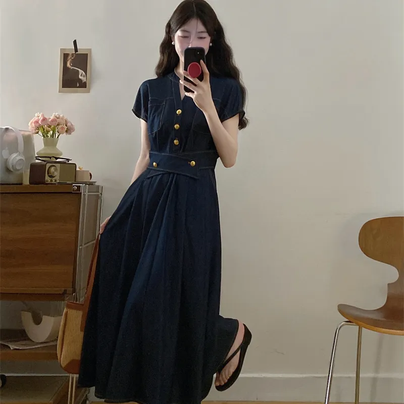 PZHK Sleeveless Dresses Women's Dark Blue Shopping Bag-5