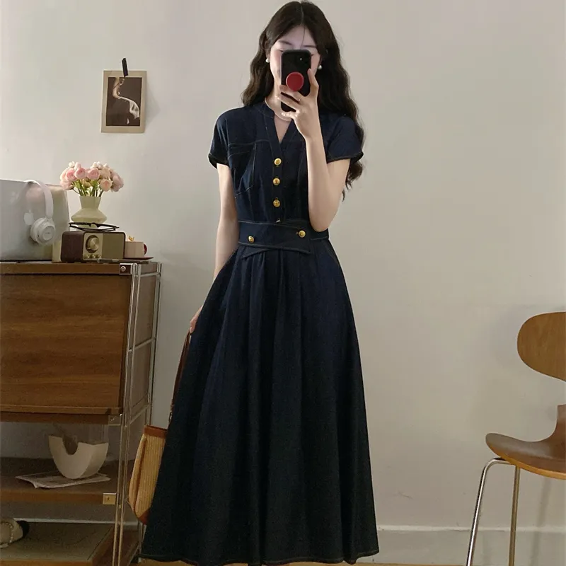 PZHK Sleeveless Dresses Women's Dark Blue Shopping Bag-3