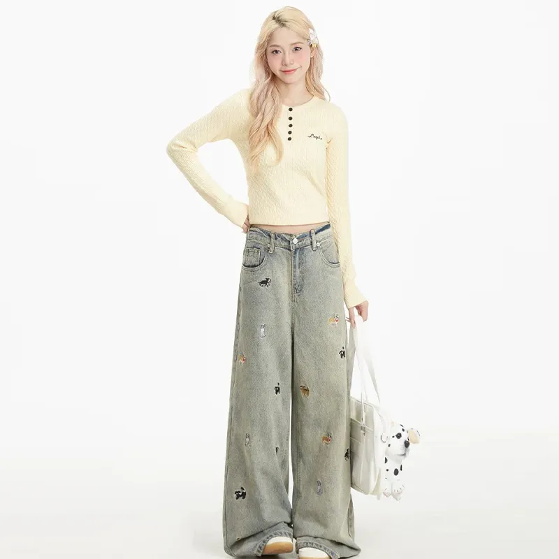 PZHK Jeans Women's Blue Pants Shopping Bag-5