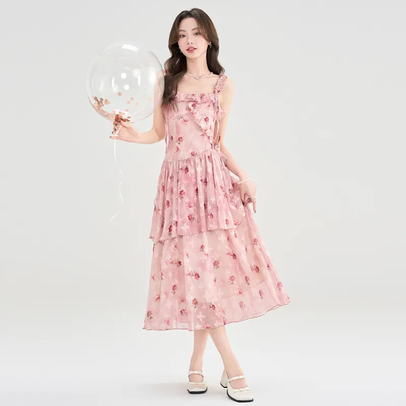 PZHK Sleeveless Dresses Women's Floral Shopping Bag-3