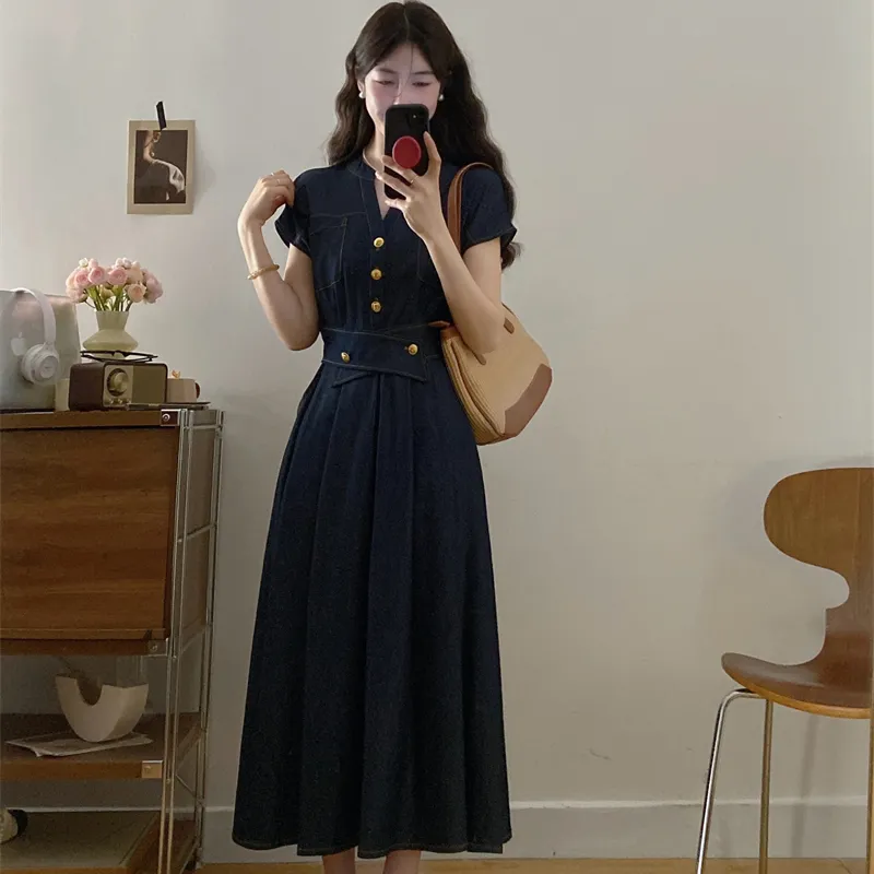 PZHK Sleeveless Dresses Women's Dark Blue Shopping Bag-4