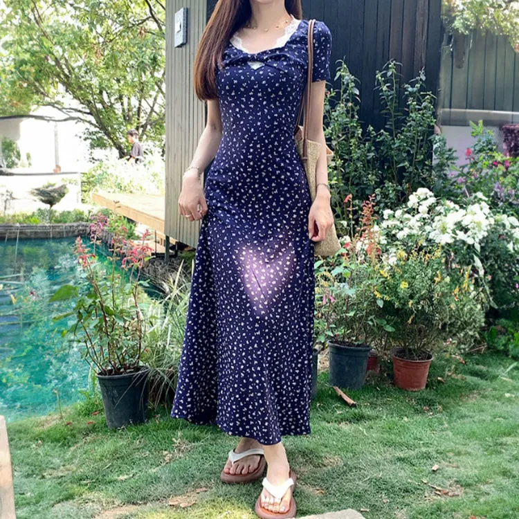 SKYA Short Sleeved Dress Women's Navy Blue-2
