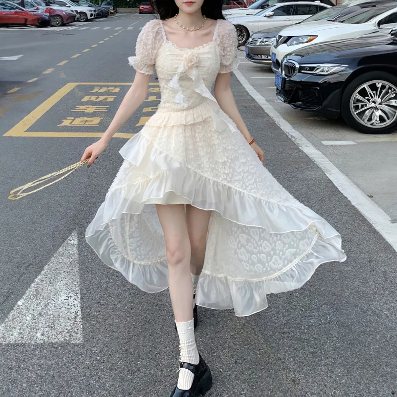 Pa33word Short Sleeved Dress Style Women's Apricot Single Item-5