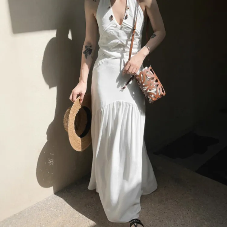 SKYA Sleeveless Dresses Women's White-0