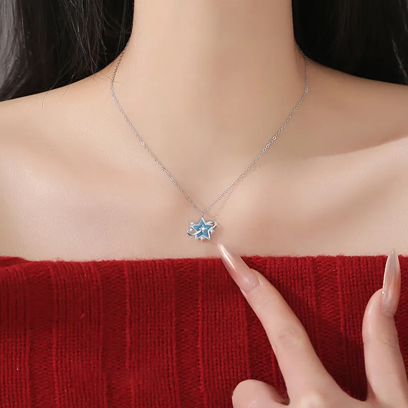 Kelanxi 999 Fine Silver Necklaces Women's Blue-4